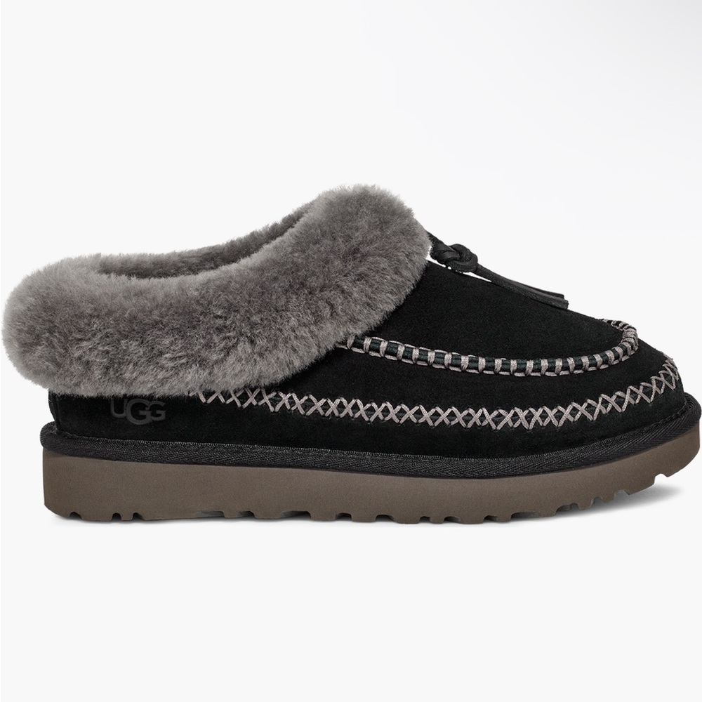 UGG Black Faux Fur-Lined Moccasin